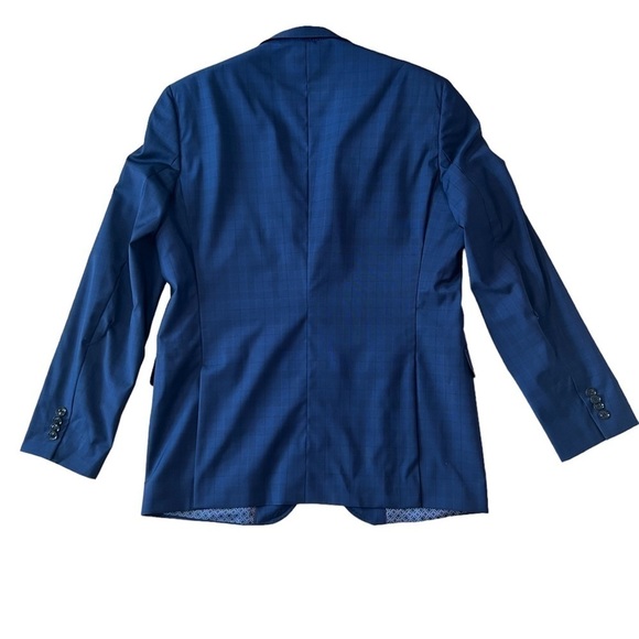 Ted Baker Endurance Jay ct blue plaid wool men’s sport coat size 42 regular flaw - Picture 5 of 10